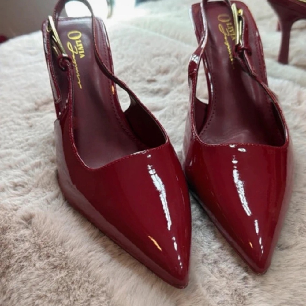 Red Wing Shoes Glossy Red Slingback Heels